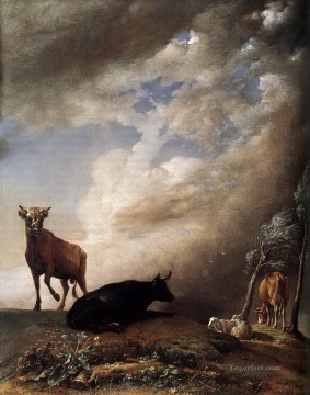 Ganado Vaca Toro Painting - Toro europeo en el cielo oscuro